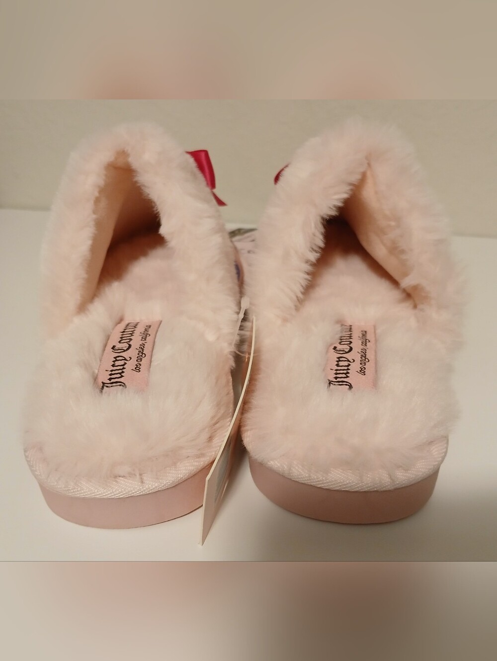 NWT Juicy Couture Pink Slip On Fuzzy Slippers - Picture 9 of 12
